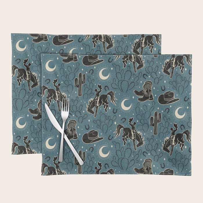 Cowboys and Cacti - midnight Placemat