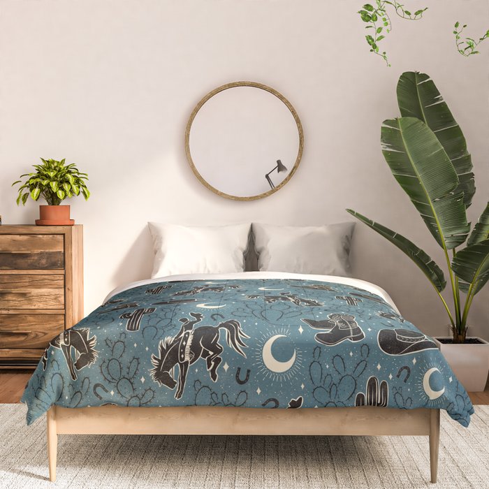 Cowboys and Cacti - midnight Comforter Gallery Image 3