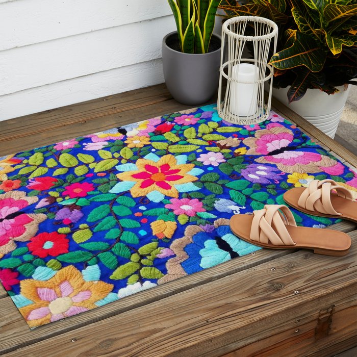mexican embroidery Outdoor Rug Gallery Image 2