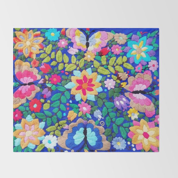 mexican embroidery Throw Blanket Gallery Image 2