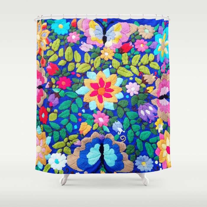 mexican embroidery Shower Curtain Gallery Image 1