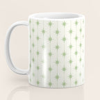 Midcentury Stars and Dots Pattern in Light Sage Green and Cream Coffee Mug Gallery Image 3