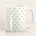 Midcentury Stars and Dots Pattern in Light Sage Green and Cream Coffee Mug Gallery Image 1