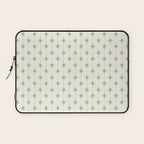 Midcentury Stars and Dots Pattern in Light Sage Green and Cream Laptop Sleeve Gallery Image 1