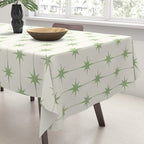 Midcentury Stars and Dots Pattern in Light Sage Green and Cream Tablecloth Gallery Image 3