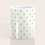 Midcentury Stars and Dots Pattern in Light Sage Green and Cream Coffee Mug Gallery Image 4