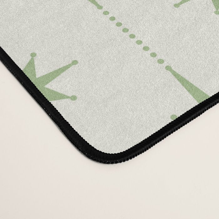 Midcentury Stars and Dots Pattern in Light Sage Green and Cream Desk Mat Gallery Image 4