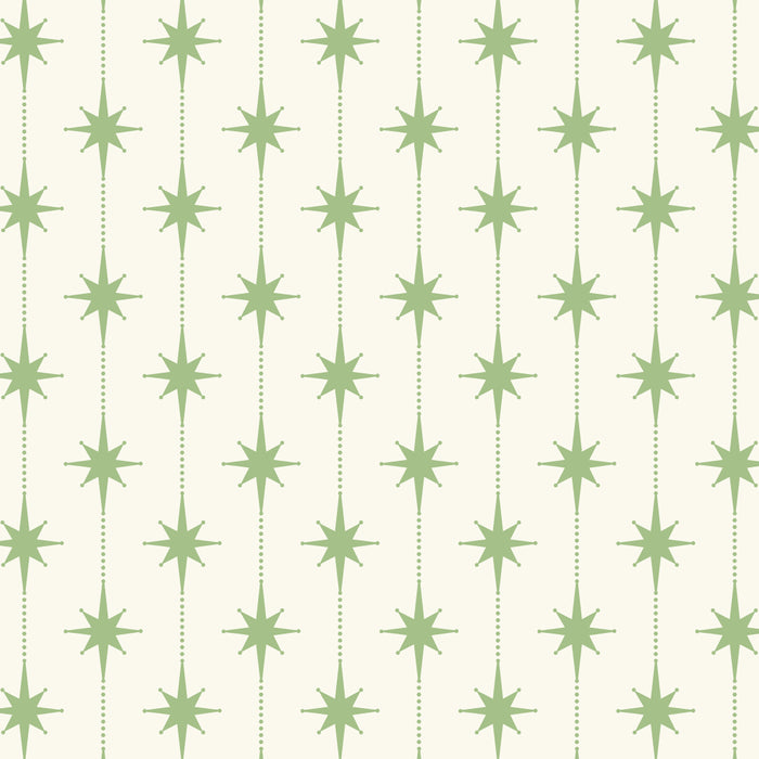 Midcentury Stars and Dots Pattern in Light Sage Green and Cream Coffee Mug Gallery Image 2