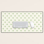 Midcentury Stars and Dots Pattern in Light Sage Green and Cream Desk Mat Gallery Image 1