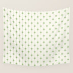 Midcentury Stars and Dots Pattern in Light Sage Green and Cream Wall Tapestry Gallery Image 4