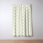 Midcentury Stars and Dots Pattern in Light Sage Green and Cream Window Curtain Gallery Image 3