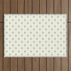 Midcentury Stars and Dots Pattern in Light Sage Green and Cream Outdoor Rug Gallery Image 1