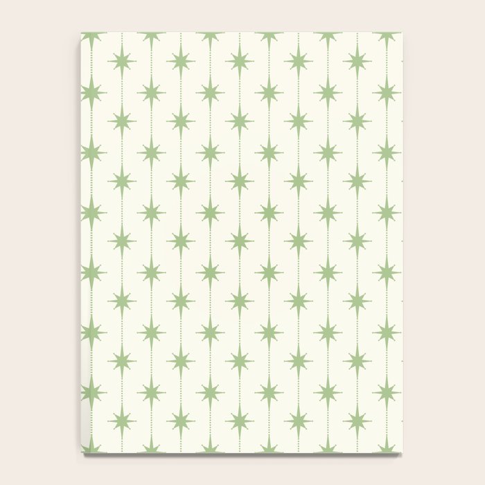 Midcentury Stars and Dots Pattern in Light Sage Green and Cream Notebook Gallery Image 4