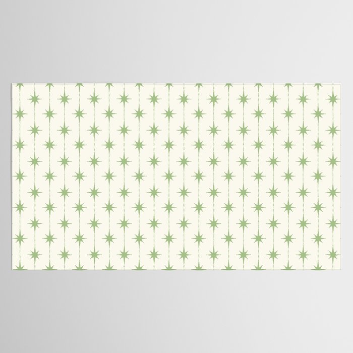 Midcentury Stars and Dots Pattern in Light Sage Green and Cream Tablecloth Gallery Image 2