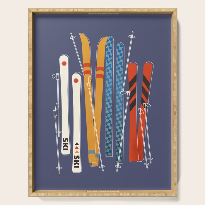Retro Colorful Skis Serving Tray Gallery Image 1