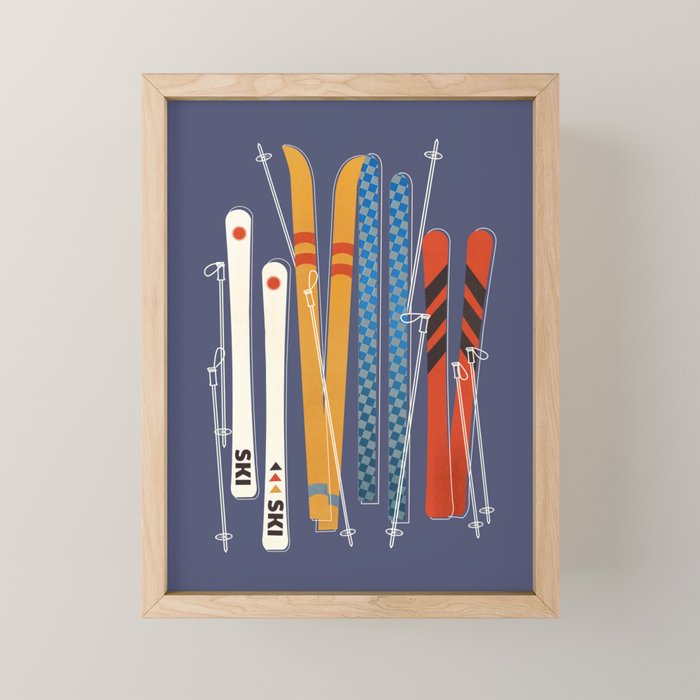 Retro Colorful Skis Mini Art Print Gallery Image 1