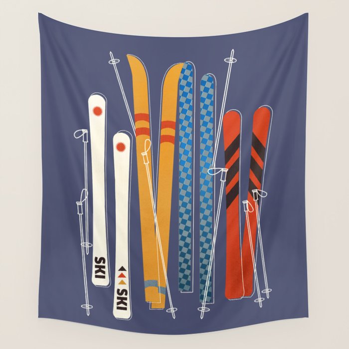 Retro Colorful Skis Wall Tapestry Gallery Image 4