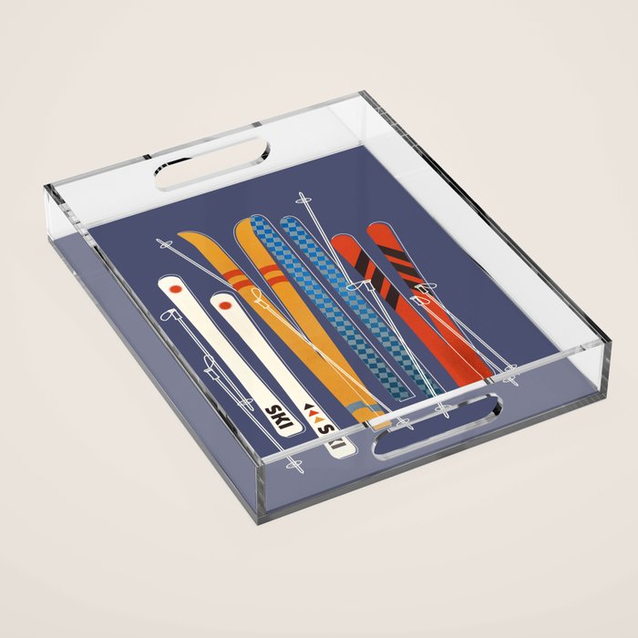 Retro Colorful Skis Acrylic Tray Gallery Image 1
