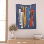 Retro Colorful Skis Wall Tapestry Gallery Image 2