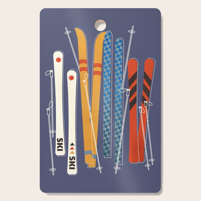 Retro Colorful Skis Cutting Board Gallery Image 1