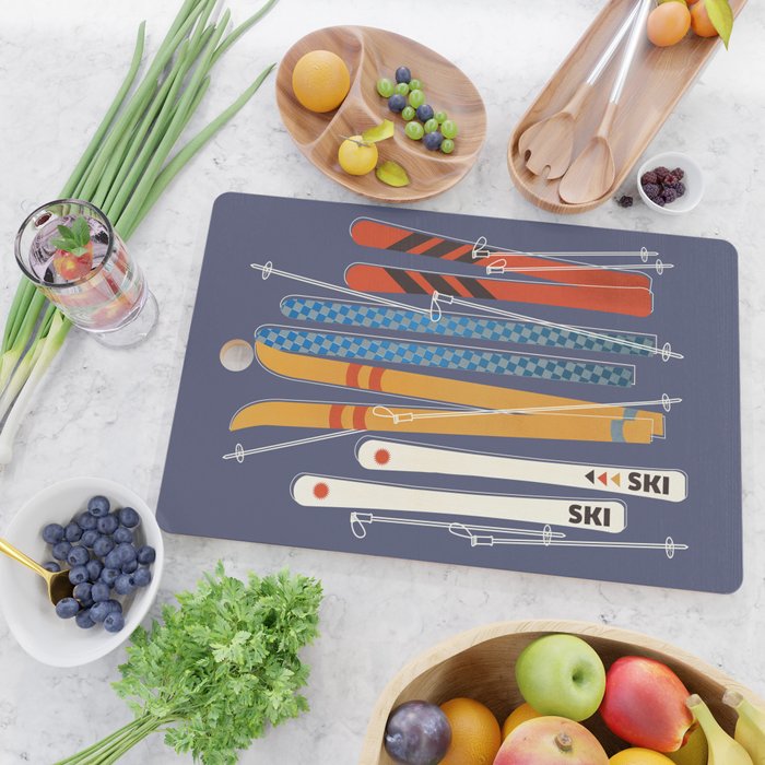 Retro Colorful Skis Cutting Board Gallery Image 2