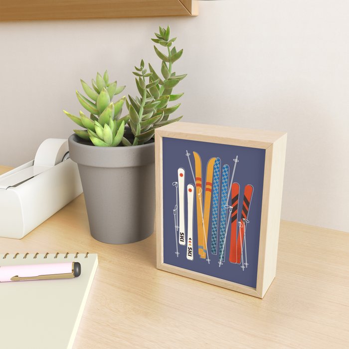Retro Colorful Skis Mini Art Print Gallery Image 2
