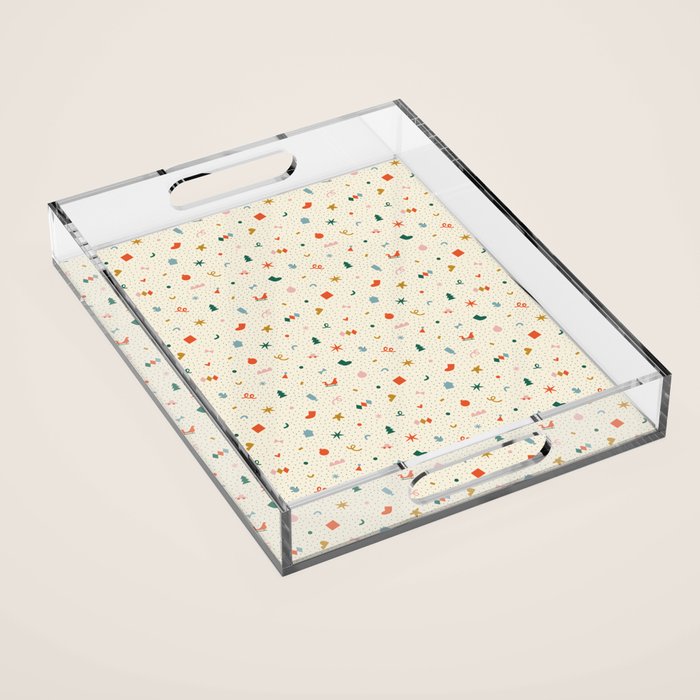 Retro abstract christmas decoration pattern Acrylic Tray Gallery Image 1