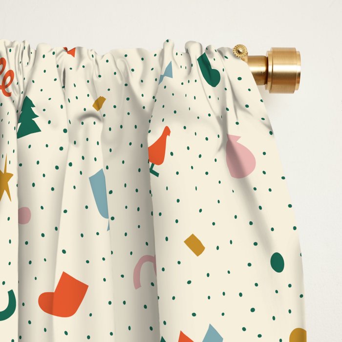 Retro abstract christmas decoration pattern Window Curtain Gallery Image 2