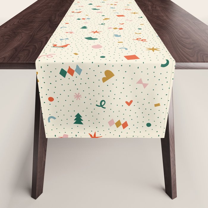 Retro abstract christmas decoration pattern Table Runner Gallery Image 1