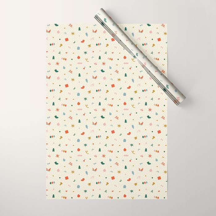 Retro abstract christmas decoration pattern Wrapping Paper Gallery Image 1