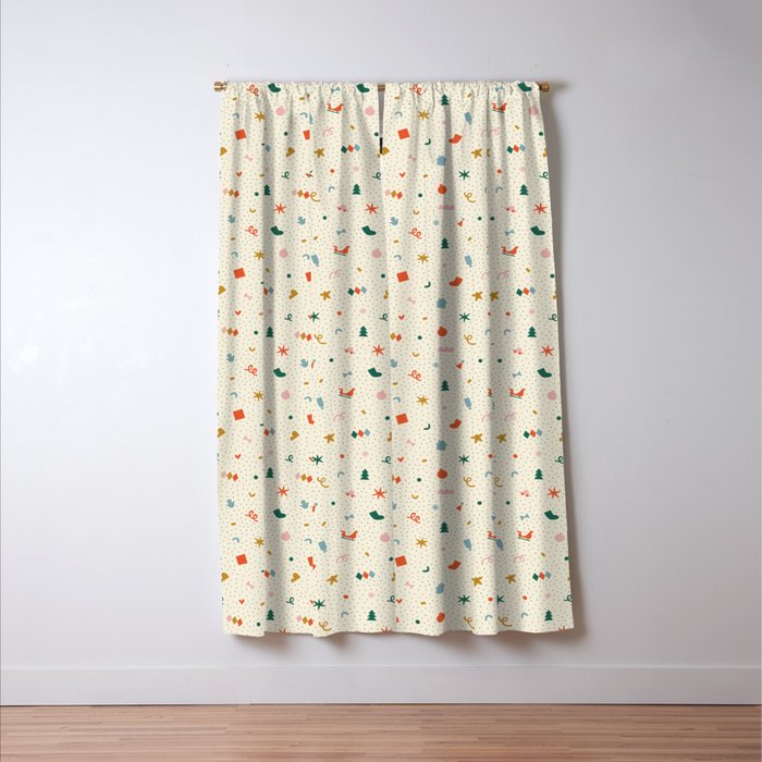 Retro abstract christmas decoration pattern Window Curtain Gallery Image 3