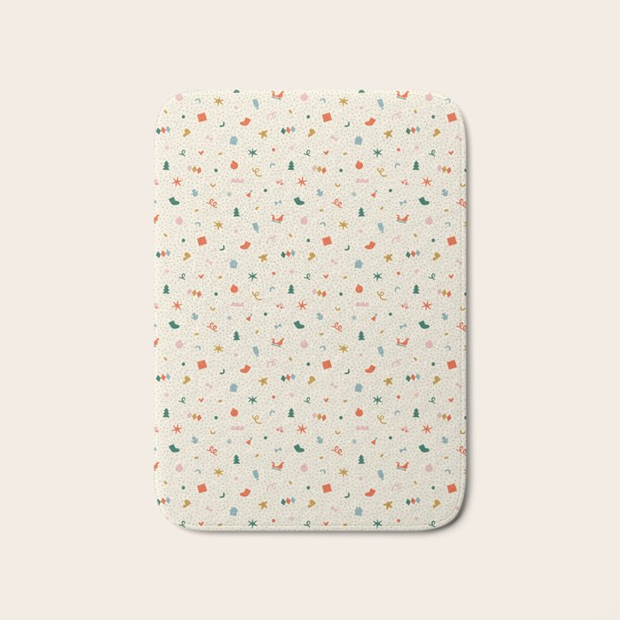 Retro abstract christmas decoration pattern Bath Mat Gallery Image 1