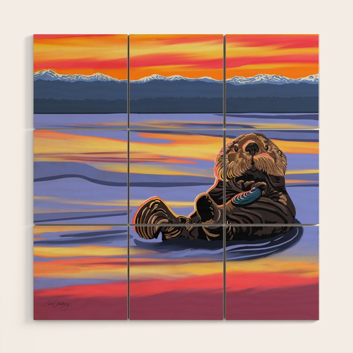 Otter - The cute Sea Monkey Wood Wall Art Gallery Image 1