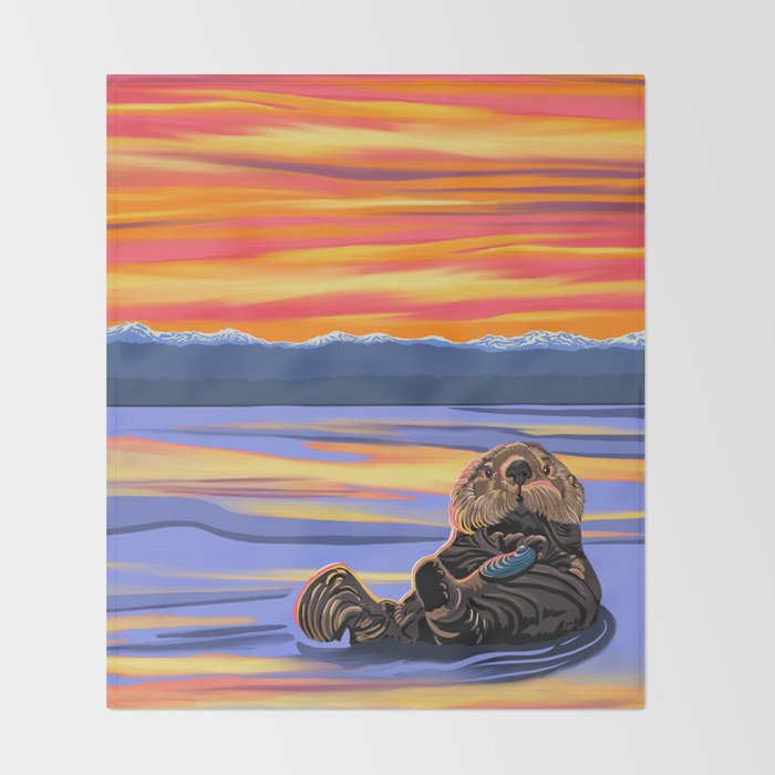Otter - The cute Sea Monkey Throw Blanket Gallery Image 2