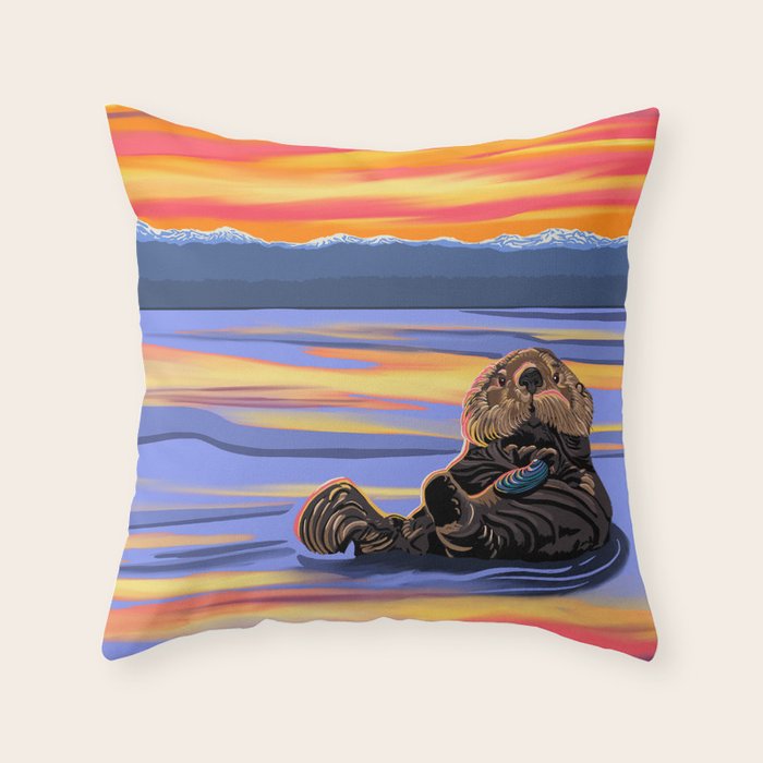Otter - The cute Sea Monkey Throw Pillow Gallery Image 6