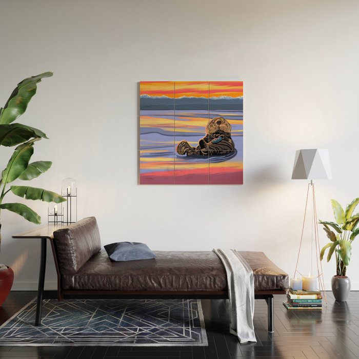 Otter - The cute Sea Monkey Wood Wall Art Gallery Image 2