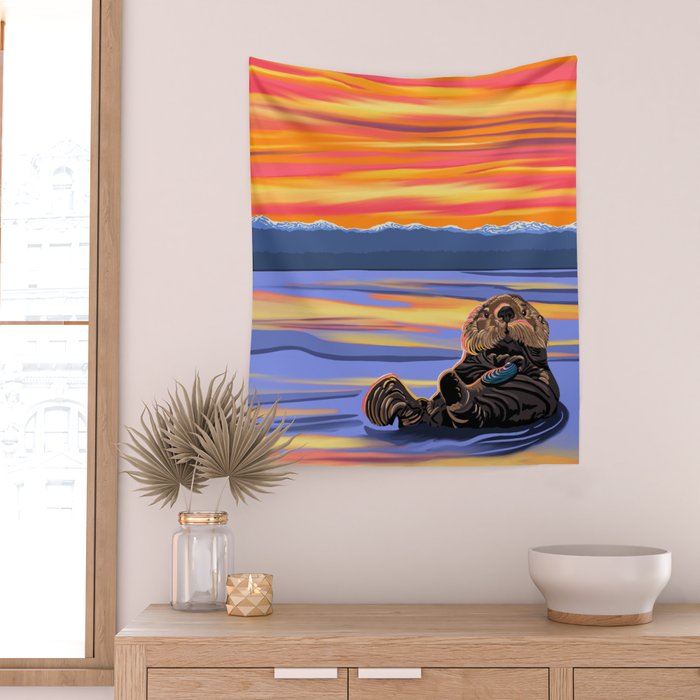 Otter - The cute Sea Monkey Wall Tapestry Gallery Image 2