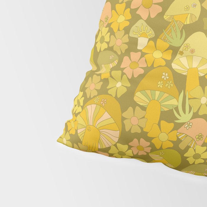 retro mushroom flower power pattern by surfy birdy Pillow Sham Gallery Image 4