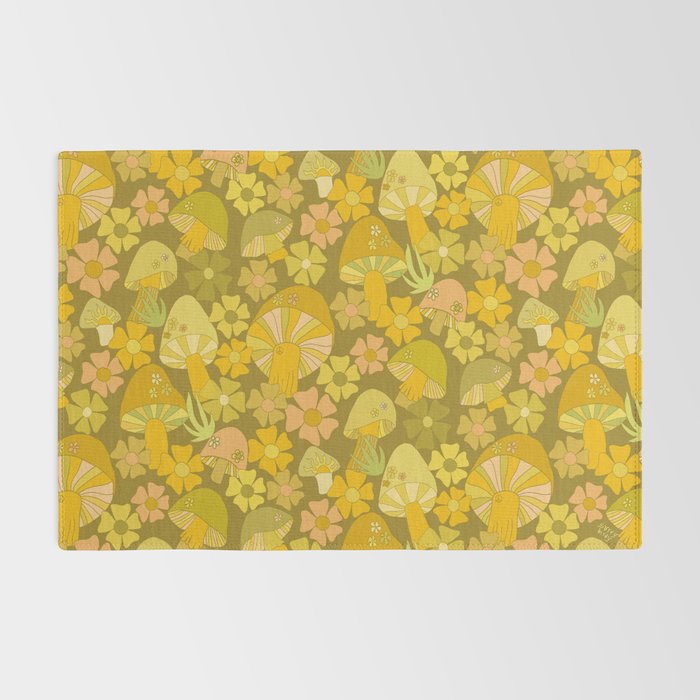 retro mushroom flower power pattern by surfy birdy Rug Gallery Image 2