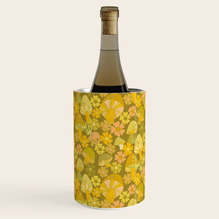 retro mushroom flower power pattern by surfy birdy Wine Chiller Gallery Image 3
