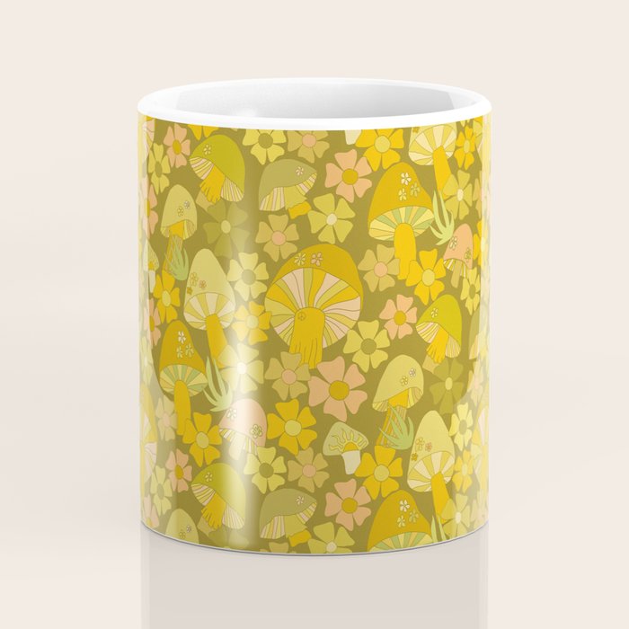 retro mushroom flower power pattern by surfy birdy Coffee Mug Gallery Image 4