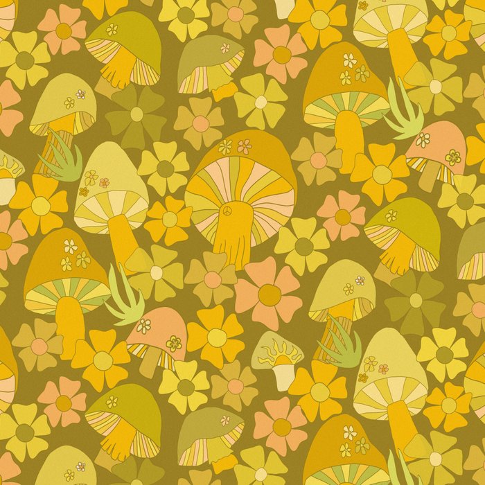 retro mushroom flower power pattern by surfy birdy Coffee Mug Gallery Image 2