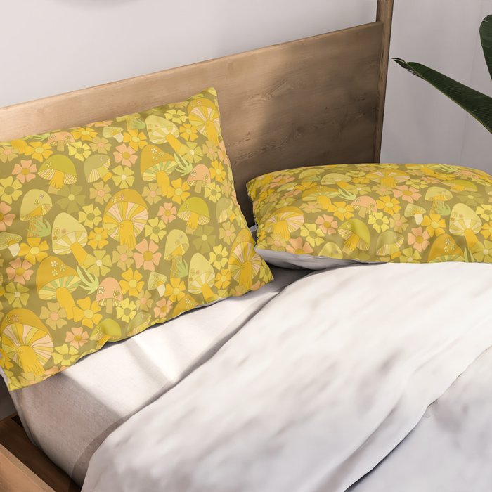 retro mushroom flower power pattern by surfy birdy Pillow Sham Gallery Image 2