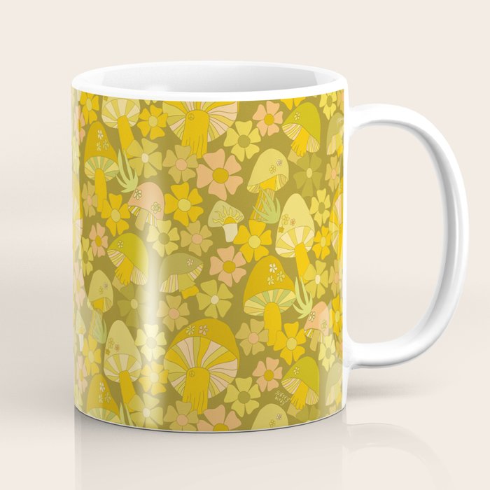 retro mushroom flower power pattern by surfy birdy Coffee Mug Gallery Image 1