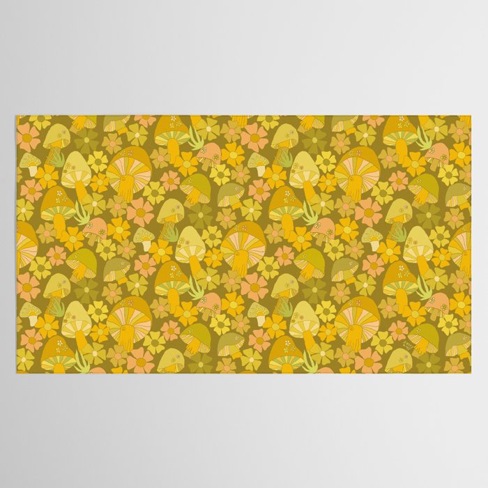 retro mushroom flower power pattern by surfy birdy Tablecloth Gallery Image 2