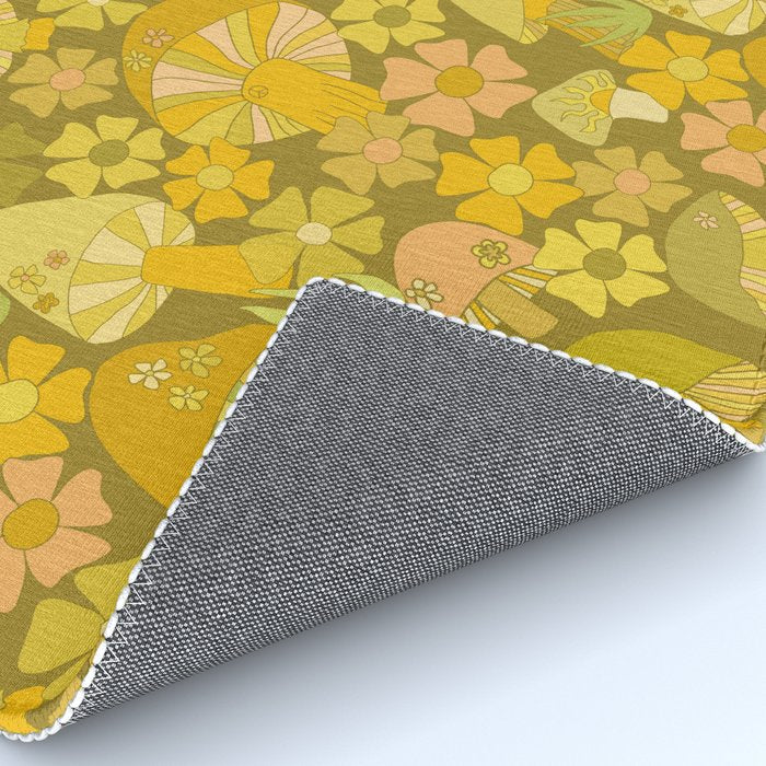 retro mushroom flower power pattern by surfy birdy Rug Gallery Image 4