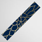 Floral Prints, Line Art, Navy Blue and Gold Table Runner Gallery Image 3