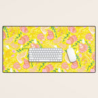 Coastal Oysters on the Beach in Lemon Yellow & Peach Desk Mat Gallery Image 1