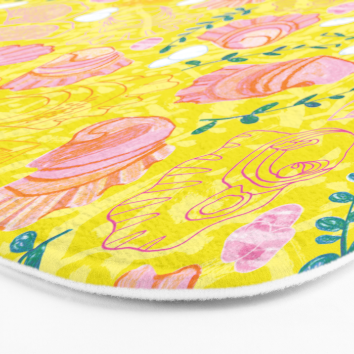 Coastal Oysters on the Beach in Lemon Yellow & Peach Bath Mat Gallery Image 3
