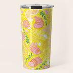 Coastal Oysters on the Beach in Lemon Yellow & Peach Travel Mug Gallery Image 1
